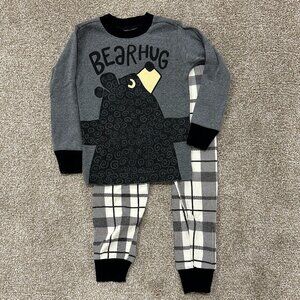 Lazy One Long Sleeve Bear Hug Pajamas - Size 3T - Black/White